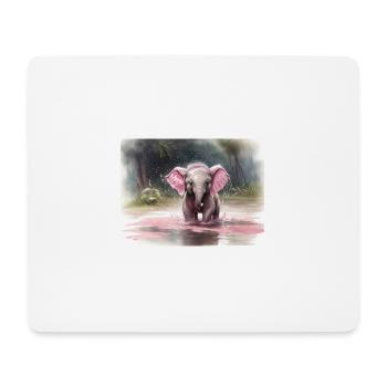 grauer Elefant mit rosa Ohren - Mousepad (Querformat) - Weiß - Vorne