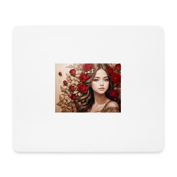 Mädchen mit roter Rose - Mousepad (Querformat) - Weiß - Vorne