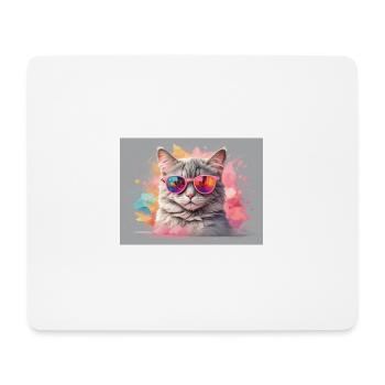 Bunte Katze - Mousepad (Querformat) - Weiß - Vorne