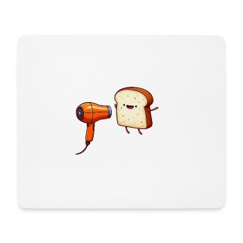 Toast mit Fön Toasten Cartoon - Mousepad (Querformat) - Weiß - Vorne