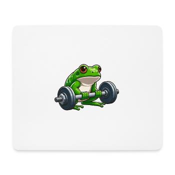 Strong frog while lifting weights - Mouse Pad (horizontal) - white - Front