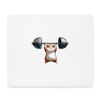 Cool Hamster Haltère Haltérophile Fitness - Tapis de souris (format paysage) - blanc - Devant