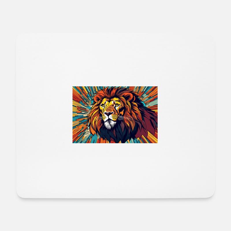 Löwenkopf Löwe mit buntem Hintergrund - Mousepad (Querformat) - Weiß