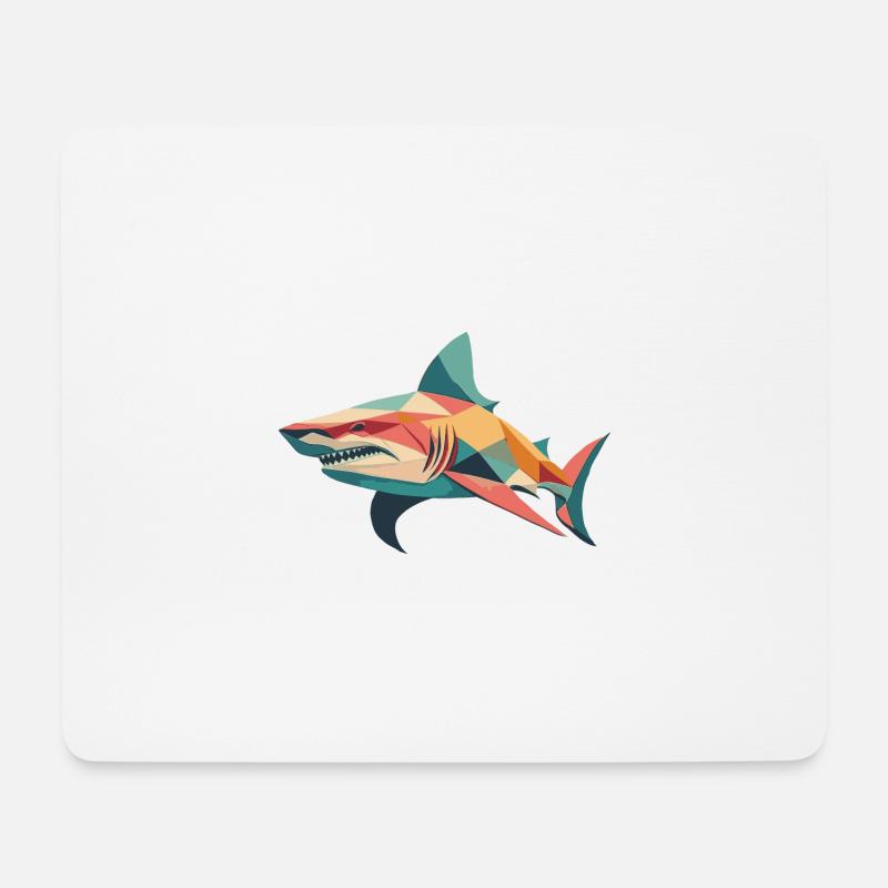 Geometrischer Hai - Mousepad (Querformat) - Weiß