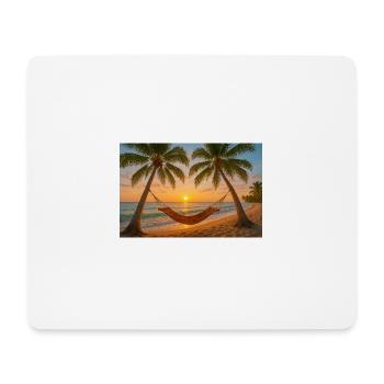 Palmen, Hängematte und Strand - Mousepad (Querformat) - Weiß - Vorne