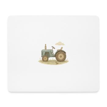 Tracteur bleu vintage - Tapis de souris (format paysage) - blanc - Devant