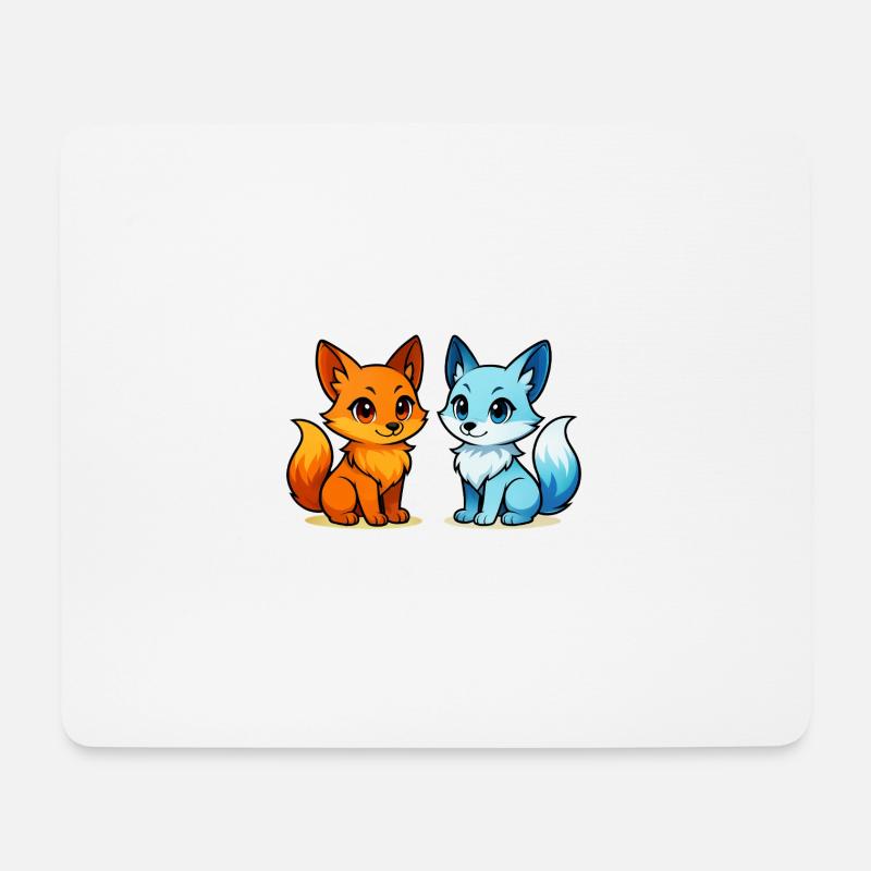 Elemente in Freundschaft, Feuer trifft Wasser - Mousepad (Querformat) - Weiß