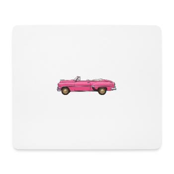 Voiture cabriolet rose vintage rétro - Tapis de souris (format paysage) - blanc - Devant