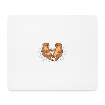 Playful Otter Love Illustration - Mouse Pad (horizontal) - white - Front