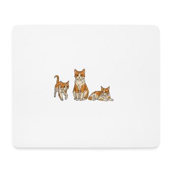 Trio de chats géométriques - Tapis de souris (format paysage) - blanc - Devant