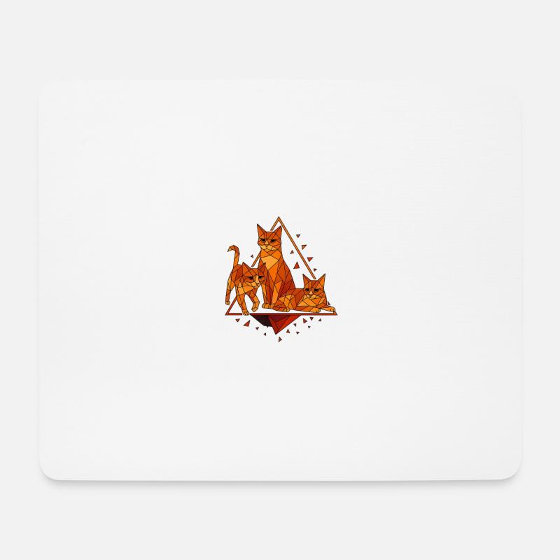 Geometric cats in diamond frame - Mouse Pad (horizontal) - white