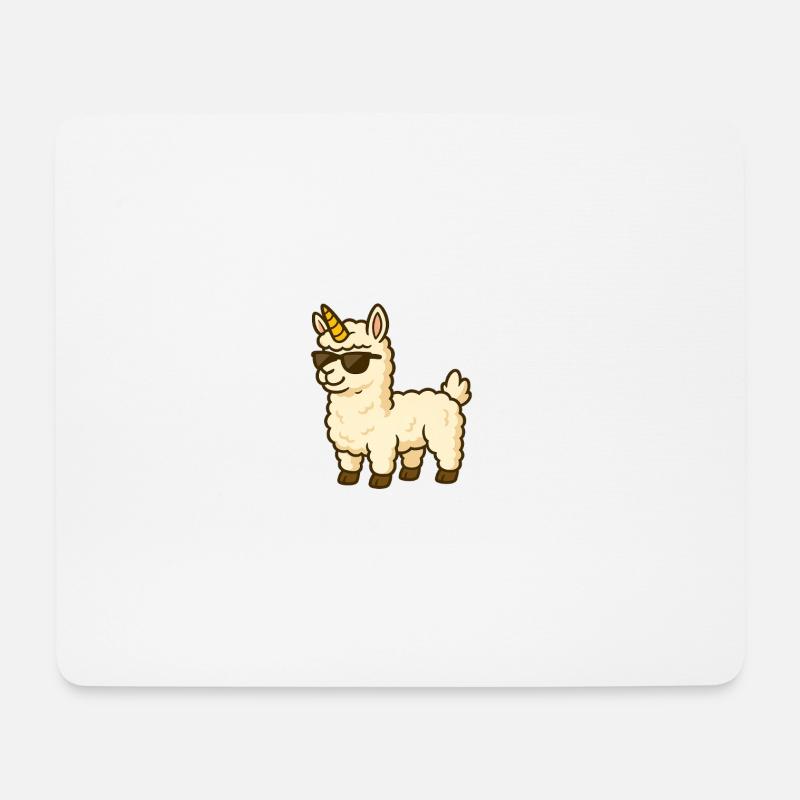 Coole Alpaka mit Einhornhorn - Mousepad (Querformat) - Weiß