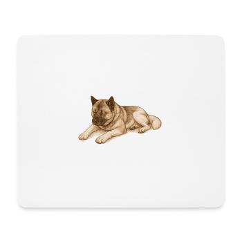 Sleeping American Akita - Mouse Pad (horizontal) - white - Front