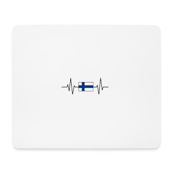 Finnish flag in heartbeat - Mouse Pad (horizontal) - white - Front