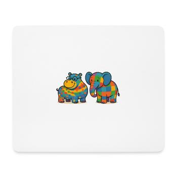 Colorful Elephant Hippopotamus Pets - Mouse Pad (horizontal) - white - Front