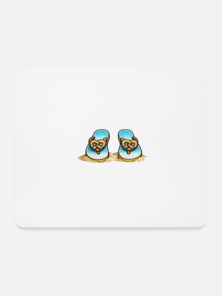 Blue Pretzel Bow Beach Flip-Flops - Mousepad (Querformat) - Weiß