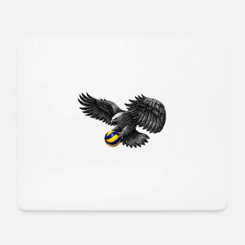 Adler mit Volleyball - Mousepad (Querformat) - Weiß