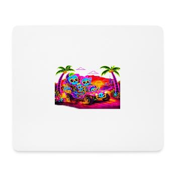 Neon Skull Safari Jeep Vibes - Mousepad (Querformat) - Weiß - Vorne
