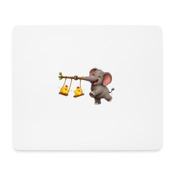 Aventure de balançoire éléphant et poussin - Tapis de souris (format paysage) - blanc - Devant