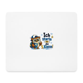 Ich starte in die 1. Klasse Eulen Design - Mousepad (Querformat) - Weiß - Vorne