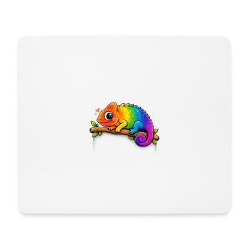 Rainbow chameleon on a branch - Mouse Pad (horizontal) - white - Front