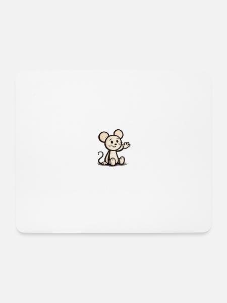Kuschelige Maus winkt - Mousepad (Querformat) - Weiß