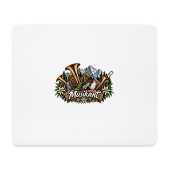 Alpenmusikant mit Brass & Blumenkranz - Mousepad (Querformat) - Weiß - Vorne