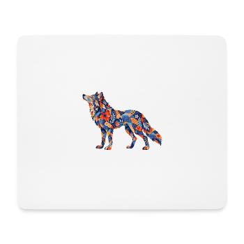 Patchwork Wolf Farbenspiel - Mousepad (Querformat) - Weiß - Vorne