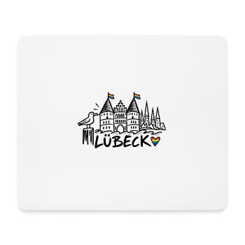 Lübeck mit Regenbogenfahnen - Mousepad (Querformat) - Weiß - Vorne