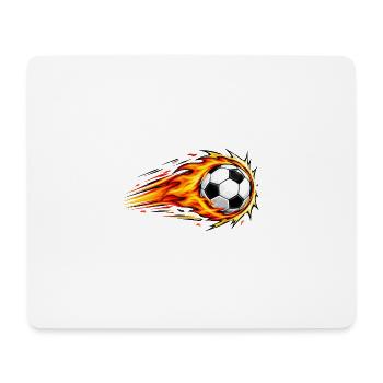 Flammender Fußball-Dynamikschlag - Mousepad (Querformat) - Weiß - Vorne