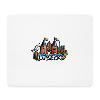 Lübeck Regenbogen Holstentor - Mousepad (Querformat) - Weiß - Vorne