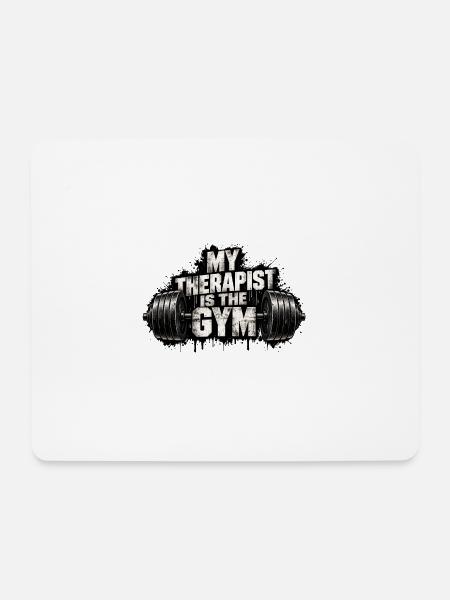 Mein Therapeut ist das Fitnessstudio - Mousepad (Querformat) - Weiß
