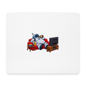 Roboter-Entspannung vor dem Fernseher - Mousepad (Querformat) - Weiß - Vorne