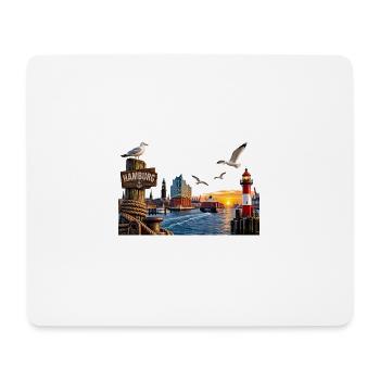Hamburg Hafen Sonne - Mousepad (Querformat) - Weiß - Vorne