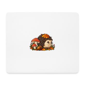 Herbstiger Igel mit Pilzen und Blättern - Mousepad (Querformat) - Weiß - Vorne