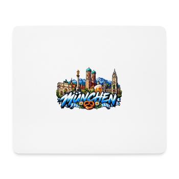 München Skyline und Bierkunst - Mousepad (Querformat) - Weiß - Vorne