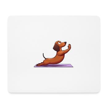 Drôle de teckel : yoga, gymnastique et méditation - Tapis de souris (format paysage) - blanc - Devant