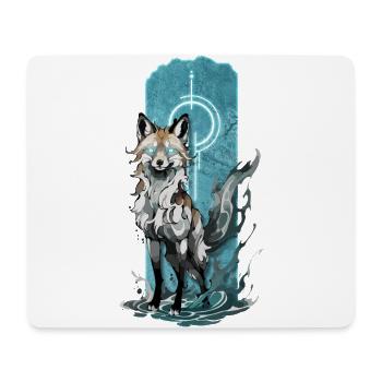 Ätherischer Fuchsgeist: Mystischer blauer Flammenfuchs - Mousepad (Querformat) - Weiß - Vorne