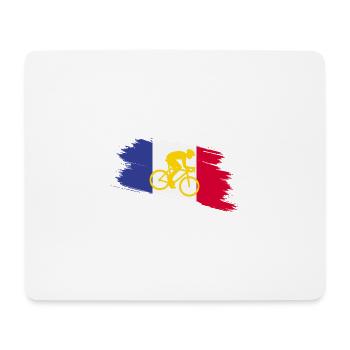 Drapeau français avec vélo – Conception cycliste - Tapis de souris (format paysage) - blanc - Devant