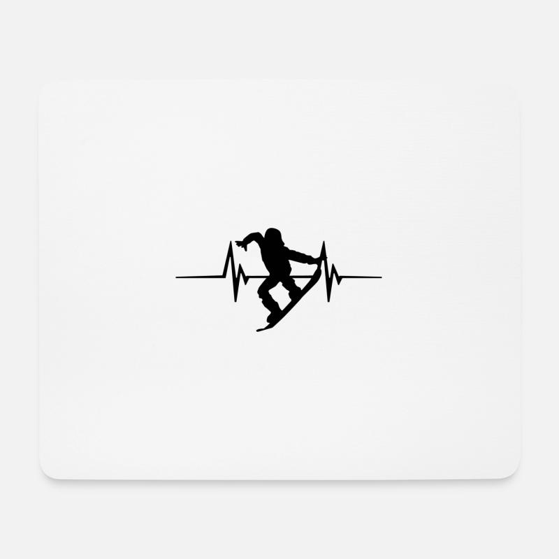 Snowboard Herzschlag – EKG Linie - Mousepad (Querformat) - Weiß