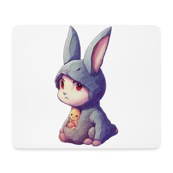 Petit lapin en sweat à capuche - Tapis de souris (format paysage) - blanc - Devant