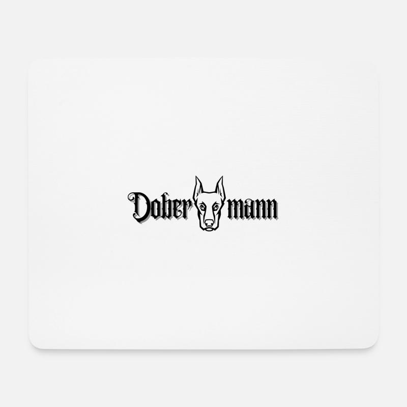 Dobermann-Schriftzug mit kupierten Dobermann - Mousepad (Querformat) - Weiß