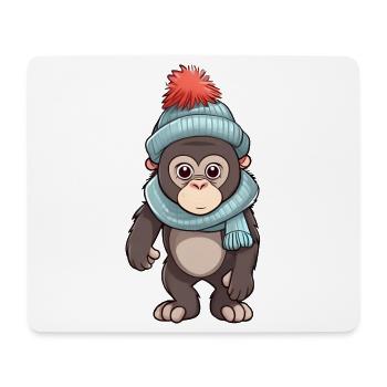 Cute gorilla in festive winter look! - Mouse Pad (horizontal) - white - Front