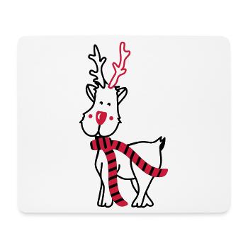 Rentier mit Schal - Mousepad (Querformat) - Weiß - Vorne