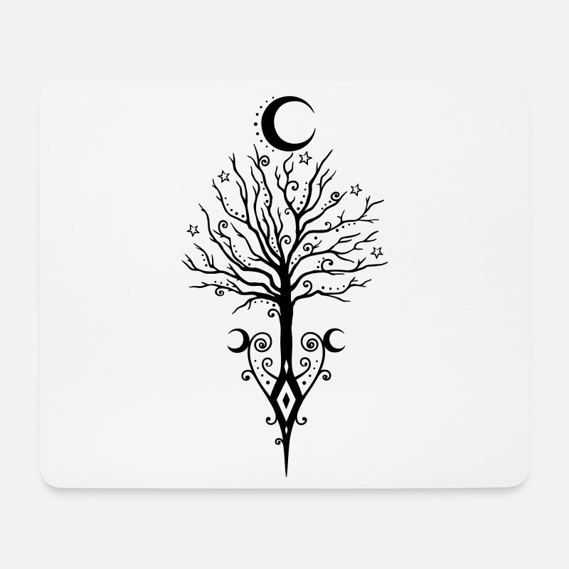 Baum Mond Nacht Sterne Mondbaum - Mousepad (Querformat) - Weiß