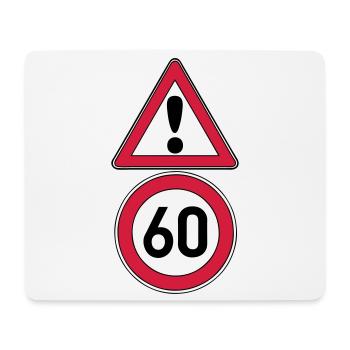 60th birthday, attention 60 ... + - Mouse Pad (horizontal) - white - Front