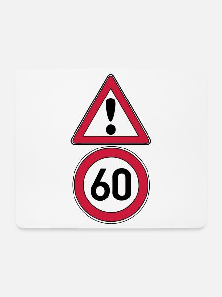 60.Geburtstag , Achtung 60 Schild (25) - Mousepad (Querformat) - Weiß
