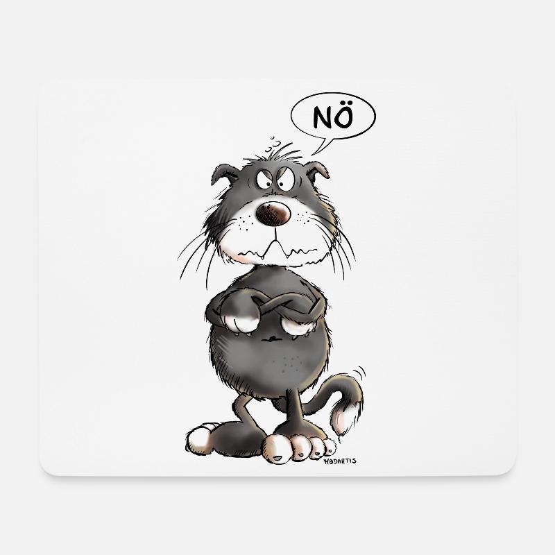 Schwarze Nö Katze I Katzenmotiv Comic Statement - Mousepad (Querformat) - Weiß