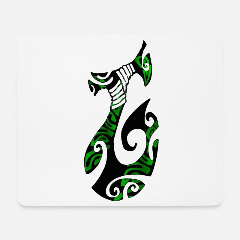 MATAU - Schwarz (polynesischer Angelhaken) - Mousepad (Querformat) - Weiß
