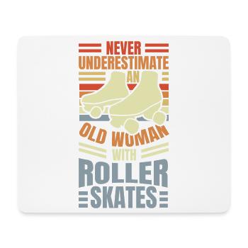 Alte Frau mit Rollschuhen - Mousepad (Querformat) - Weiß - Vorne